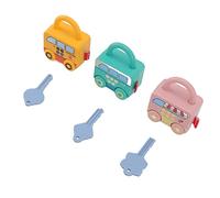Pwshymi Kids Learning Locks Educational Toys for Color Discrimination and Unlocking Skills for Toddlers 6 Months and Up, 3 Car Models with 3 Keys, Made of PP Plastic