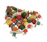 Pwshymi Large Block Toy Bite Resistant for Medium and Large Birds Made of Safe Coconut Shell and Wood 21.7in