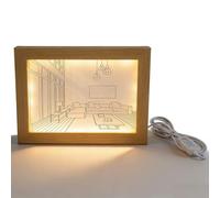 Pwshymi Light Up Painting, 3 Lighting Modes Modern Simulate Sunshine Drawing Night Light LED Light Up Picture Frame for Wall Decor (S 200x150x135cm)