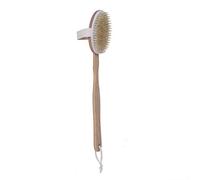 Pwshymi Natural Deluxe Long Handle Bath Brush for Exfoliating Skin and Boosting Circulation, Sauna Accessories for Sweating Out, Body Brush for Bathtubs and Sinks, Wooden Color 16.7",Applicable
