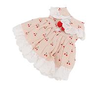 Pwshymi Pet Dress Soft Cotton Cherry Pattern Cute Skirt for Small Pets Like Puppies and Bunnies Comfortable Wear (M)