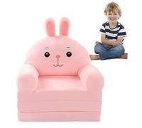 Pwshymi Plush Foldable Kids Sofa Backrest Armchair, Foldable Cartoon Kids Sofa for Living Room, Bedroom, with Wide Armrest, Removable Cushion, Cartoon Sofa for Reading, Playing, Napping
