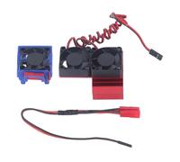 Pwshymi RC Heat Sink Fan Motor Radiator Cooling Fan Set for Slash 4x4 Rustler Stampede Hoss Velineon 3s 1/10 RC Car (Red)
