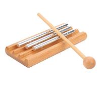 Pwshymi Three Pole Wind Chimes Educational Xylophone Percussion Instrument for Children 6.9x3.1x0.8in Wood Color and Silver 1 Unit