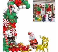 Pwshymi Xmas Balloon Garland Arch Kit Festive Metallic Green Red White Xmas Balloons Decorations New Year Party Supplies