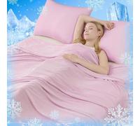 Pwzoax Summer Ultimate Cooling Blanket for Hot Sleepers, Cooling Blanket Queen Size, Lightweight Summer Blankets for Night Sweats, for Home, Bed, Couch, Office (Pink,50 * 60inchs（130 * 150cm）)