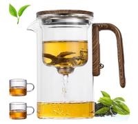 Pwzoax Water Separation Glass Teapot, Enchantipot Magic Tea Pot, Enchantiitea Pot, Press Control Magic Tea Pot with 2 Tea Cups (Transparent,520ml)