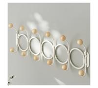 PXAMORTEL Coat Hooks Wall Mounted, 12 Hooks, Multifunctional Wall-Mounted Coat Rack, Country Style Wall Hook,for Living Room, Bathroom, Behind The Door 45.3cm/17.1in(White)