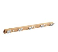 PXAMORTEL Coat Hooks Wall Mounted, with 4/5/6 Hooks Double Dual White Metal Wall Hooks for Hanging Coats, Long Hanging Coat Hanger for Entryway, Bathroom, Bedroom(Natural,45cm/17.7in)