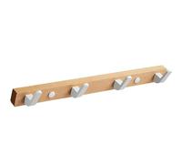 PXAMORTEL Coat Hooks Wall Mounted, with 4/5/6 Hooks Double Dual White Metal Wall Hooks for Hanging Coats, Long Hanging Coat Hanger for Entryway, Bathroom, Bedroom(Natural,35cm/13.7in)