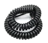 PXAMORTEL Coiled mains Flex Curly Spring Cord, 3 Core Electric Extensible Cable 0.5mm Square 2.5 Meters 5 Meters 7.5 Meters Black Power Cord Spring(3 core 17AWG,Line length 2.5meter)