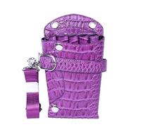 PXAMORTEL Hairdressing Bag Professional 5 Pockets Crocodile Pattern PU Leather Hair Scissors Bag Hairdressing Holder Bag Barber Salon Pouch Waist Bag Barber Bag(Purple)