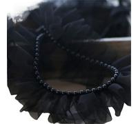 PXAMORTEL Pleated Lace Edge Trim Ribbon, 5CM Wide Double Layer Mesh Beaded Fluffy Lace Needlework Ruffles Ribbon Frills Trim(Black)