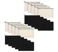 PXAMORTEL Pouch Bags Pencil Case Makeup Bags 20Pcs Canvas Makeup Bags Canvas Zipper Pouch Bags Pencil Case Blank DIY Craft Bags Pouch for Travel DIY Craft School