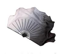PXAMORTEL Silk Bamboo Belly Dancing Fans, Belly Dance Fan 2 Layers Half Moon Real Silk Veils Double Side Fan Pair(36-50)