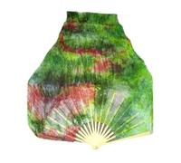 PXAMORTEL Silk Bamboo Belly Dancing Fans, Belly Dance Fan Professional Belly Dance Silk Fan Veils Black Flower Green Background Belly Dacing Long Fans Multi Size(Sky Blue,180cm(71 Inch))