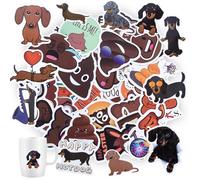 PXARMYYXGS 120 Pcs Cute Dachshund & Funny Poop Stickers, PVC Vinyl, Brown, Playful, Cartoon, Irregular Shaped, 120 Count, Outdoor Use, Stickers