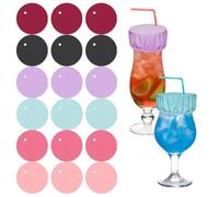 PXBSNB 18 PCS Drink Covers Anti Spike, Reusable Drink Cover Scrunchie, Elastic Fabric Class Cup Covers for Drink with Straw Hole, Anti Spike Drinks Cover Protection for Girls Women Bar Club Party