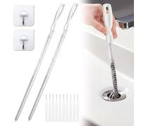 PXBSNB 2 PCS Flexible Sink Cleaning Brush, 60cm Sink Unblocker Tool, Drain Unblocker with 2 PCS Sticky Hooks, Extended Drain Brush, Hair Catcher Clog Remover for Toilet Bathroom Kitchen Sewer