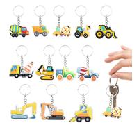 PXBSNB Pack of 12 Key Chains Tractor, Construction Vehicles Theme Key Fob Children, Tractor Key Fob Funny Lucky Charm, Tractor Pendant Car Key Birthday for Children