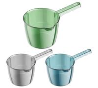 Pxcewdcx 3 Pieces Clear Water Ladle 24x14x12cm Bathing Water Scoop Bailer, Transparent Shower Ladles, Waters Ladle Short Handle, Waters Spoon, WaterDipper for Watering The Flowers, (Blue+Gray+Green)