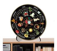 Pxcewdcx Calendar Wheel | Yule Altar Table Ornament Witch Signs - Wooden Sign, Vintage Handmade Home Decor for Kitchen, Beginners, Tabletop