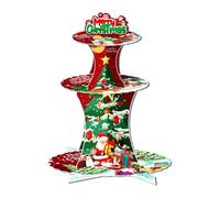 Pxcewdcx Cupcake Stand, 3 Tier Christmas Cake Stand Display Rack, Festive Rack Holder for Gathering Birthday Celebration Dining Holiday Home Festival Event
