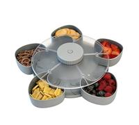 Pxcewdcx Divided Serving Tray - Rotating Fruit Serving Plate with Lid - Snack Container with Compartments - for Home, Kitchen, Dining Room, Living Room, Picnic, Garden BBQ, Camping
