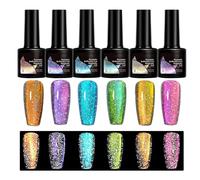 Pxcewdcx Gel Nail Polish Magnetic - Manicure Nail Polish,6 Pieces Glitter Fingernail Colors for Ladies Girls Students Beauty Lovers Salon Travel Party Photo Sessions