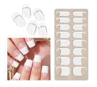 Pxcewdcx Gel Strips Nails Semi Cured - French Gel Nail Polish Strips | No Damage Fingernail Stickers for Ladies Girls Women Daily Wear Travel Home Busy Professionals Beginners Wife
