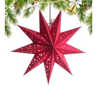 Pxcewdcx Paper Star Lampshade, Lampshade Light Up Stars with Light String, Large Paper Stars Lanterns, Warm White Fairy Lights, Hollow Lampshades Nine-Point Decor Ornament for Camping Christmas Room