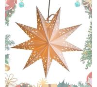 Pxcewdcx Paper Star Lampshade, Lampshade Light Up Stars with Light String, Large Paper Stars Lanterns, Warm White Fairy Lights, Hollow Lampshades Nine-Point Decor Ornament for Camping Christmas Room