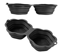 Pxcewdcx Pet Bowl | 2-Compartment Portable Feeding | Food Water Bowls for Dogs - for Small Medium Large Cat Kitten Home Indoor Outdoor Camping Walking Hiking Travel