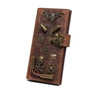 Pxcewdcx Steampunk Purse - Cowhide Credit Card Holder | Retro Clutch Wallet, Portable Coin Change Holder, Fashion Change Pouch for Women