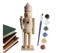 Pxcewdcx Wooden Nutcracker Unpainted, 20x5.5cm Large Christmas Wooden Nutcracker Soldier With Paint Kit, Paint Your Own Christmas Soldiers, Puppet Walnut Soldier For Art Craft Decor