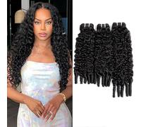 PXCPXC 3C4A Curly Human Hair Extensions 3C4A Fast Water Wave Spiral Tips (3pcs) For Women 18 20 22 Inch Natural Black