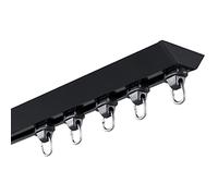 PXDOHQAW Curtain Track Aluminumain Rail Ceiling Mounted Heavy-Dutyain Rod for Room Divider,With Rollers and End Caps/Black/6.5Ft/200Cm