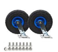 PXDOHQAW Heavy Duty Rubberer Wheel 8"10"Set of 2,Swivel Plateer,Pneumatic Swiveler with Side Brakes,For Outdoor Use/Swivel/250Mm/10In