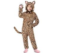 PXDUCN Carnival Costume, Halloween Costume, Cat Costume Set for Girls Animal Dress, for Kids Girls Animal Theme Party Halloween Carnival Christmas Fancy Dress (Cheetah, S)