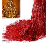 PXDUCN Christmas Tinsel, 3000 Strands Christmas Decor Tinsel Icicles, 50cm/19.7in Aluminum Foil Tassel Extra Long Tinsel, for Christmas Decorations, Christmas Tree Decorations (Red)