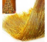 PXDUCN Christmas Tinsel, 3000 Strands Christmas Decor Tinsel Icicles, 50cm/19.7in Aluminum Foil Tassel Extra Long Tinsel, for Christmas Decorations, Christmas Tree Decorations (Gold)