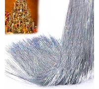 PXDUCN Christmas Tinsel, 3000 Strands Christmas Decor Tinsel Icicles, 50cm/19.7in Aluminum Foil Tassel Extra Long Tinsel, for Christmas Decorations, Christmas Tree Decorations (Laser Silver)