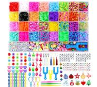 PXDUCN Loom Band Kit, Loom Bands, 2800+ Loom Band Kit 32 Colours DIY Refill Bracelet Making Kit with Beads Accessories, Friendship Bracelet Making Kit for Halloween Christmas Birthday