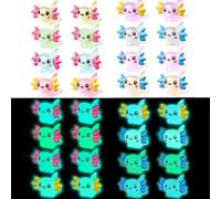 PXDUCN Mini Resin Axolotl Toy, 32 Pcs, 8 Colors, Luminous, Realistic, Waterproof, Small, Unisex, Animal, Playful Whimsy, 1:12 Scale, Miniature Animal Figurine