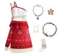 PXDUCN Princess Dress, Halloween Costume, 6 Pcs Skirt Hairpin Necklace Wreath Earrings and Bracelet Princess Adventure Costume Tassel Skirt Set for Fancy Dress Christmas Party (140)
