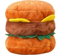 Pxiryanlow 1pc Hamburger Shape Dog Plush Squeaky Toy,Dog Squeak Toy for Pet Dogs Biteable Plush Toy Dog Chewing Toy Squeeze Hamburger Bone Toy Biting Resistant Cat Soft Toy Pet Plush Toy for Dogs