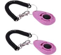 Pxiryanlow 2Pcs Pink Dog Clicker for Training Easy to Use with Button Dog Training Accessories Strong and Long-Lasting, Training and Behavior Aids