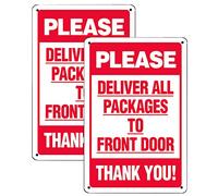 PXIYOU Please Deliver All Packages to Front Door Delivery Instructions Metal Sign Indoor/Outdoor Use for House, Home or Business 2Pcs-8 X 12 Inch