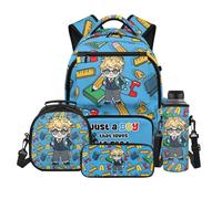 Pxjivorg Book Loving Backpack for Boys Ages 6-8 4-in-1 School Bag with Lunchbox Pencil Case & Water Bottle Sleeve Lightweight Travel Daypack for Primary & Kindergarten