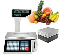 PxkVrin Label Printing Scale, Barcode Scale Cash Register, Thermal Printer, Dual Lcd Displays, for Supermarket Convenience Store. PackageC